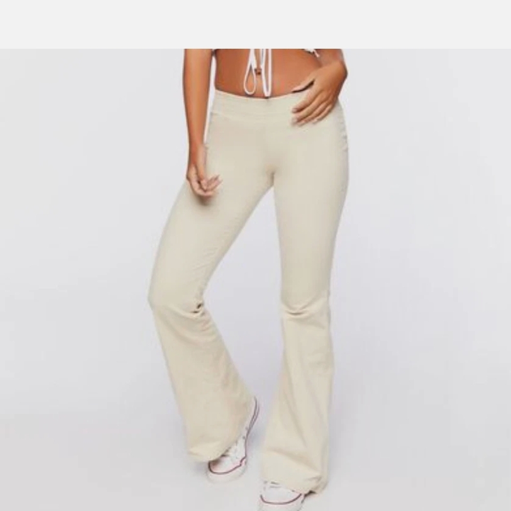 Forever 21 Sz L Cream Pull On Corduroy Flare Pants NWT